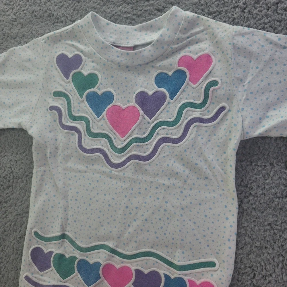 Vintage Bazerker Girls Heart Polka Dot 2 Piece Set Size 6 Made in USA 90s